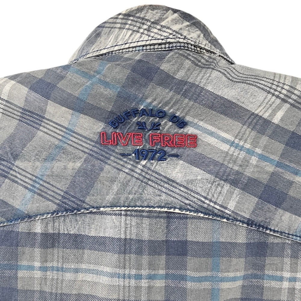 Buffalo David Bitton Men's Large Plaid Pearl Snap Short Sleeve Western Shirt - Picture 6 of 8